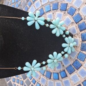 Blue Glass Flower Necklace